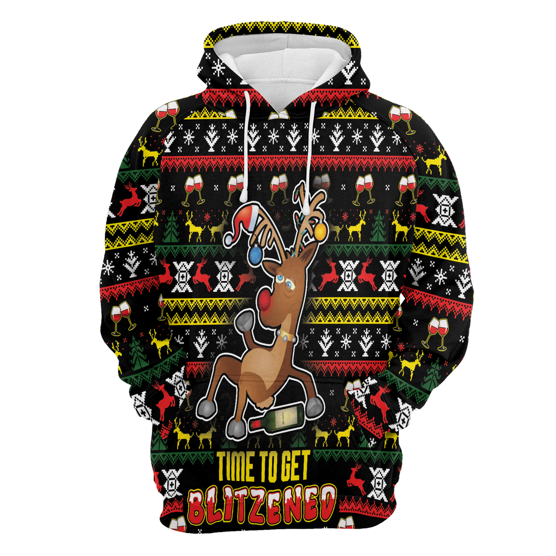 Reindeer Premium Christmas Hoodie, Time To Get Blitzened Unisex Hoodie For Men & Women - Perfect Gift For Christmas, Friends, Family