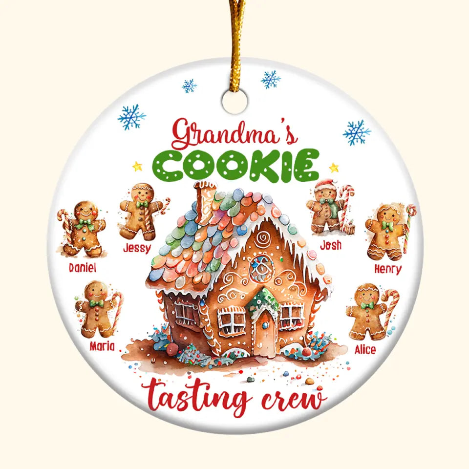 Personalized Ceramic Christmas Ornament - Custom Grandma's Cookie Tasting Crew Ornament, Perfect Gift For Grandma, Mom, Family Members
