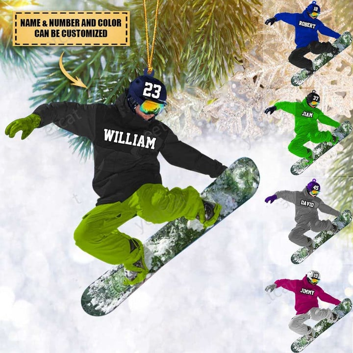 Custom Snowboarding Christmas Car Ornament, Personalized Snowboarding Athletes, Skis Car Ornament For Snowboarding Lover,Christmas