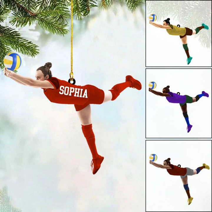 Custom Volleyball Acrylic Christmas Ornament, Personalized Volleyball Women Player Acrylic Ornament For Volleyball Lover,Christmas,New Year