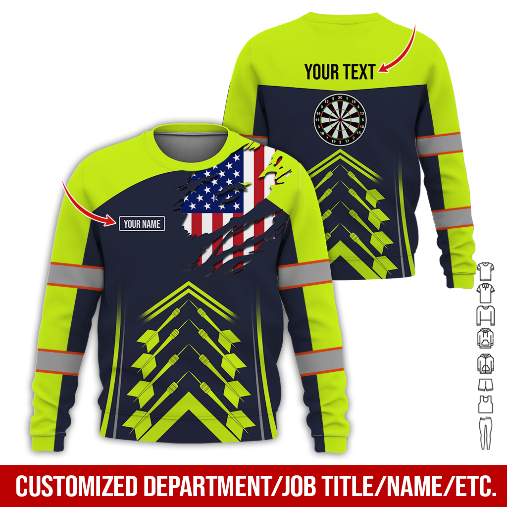 Customized Name Darts Sweatshirt, American Flag Pattern Sweatshirt For Men & Women, Perfect Gift For Darts Lovers, Friend, Family