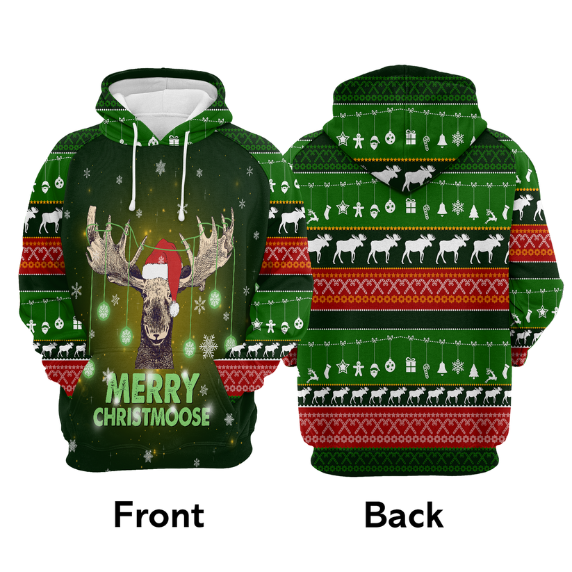 Reindeer Premium Christmas Hoodie, Merry ChristMoose Christmas Unisex Hoodie For Men & Women - Perfect Gift For Christmas, Reindeer Lovers