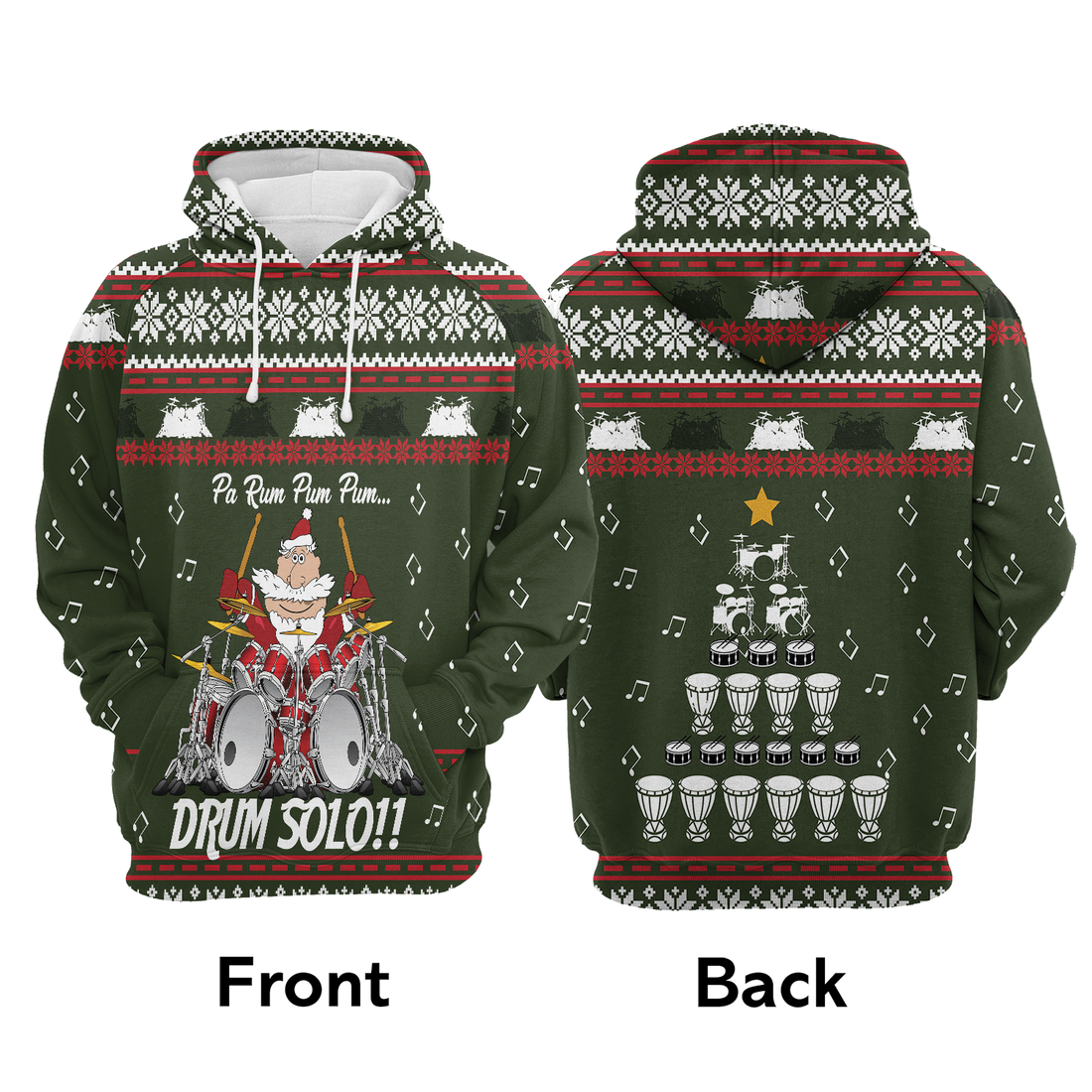 Santa Drum Premium Christmas Hoodie, Funny Santa Drum Solo Unisex Hoodie For Men & Women - Perfect Gift For Christmas, Friends, Family