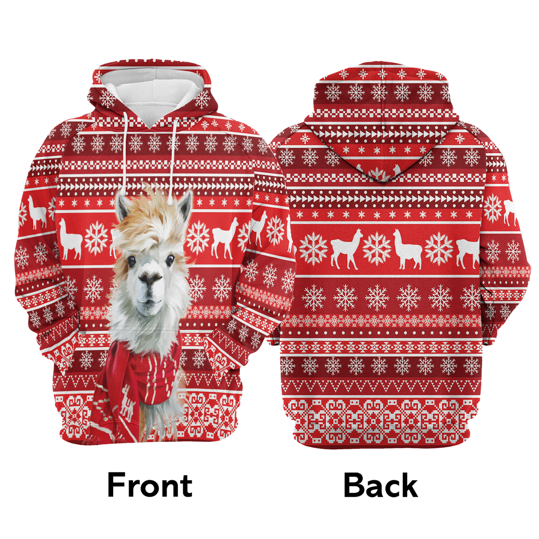 Llama Premium Christmas Hoodie, Cute Festive Llama Unisex Hoodie For Men & Women - Perfect Gift For Christmas, Llama Lover