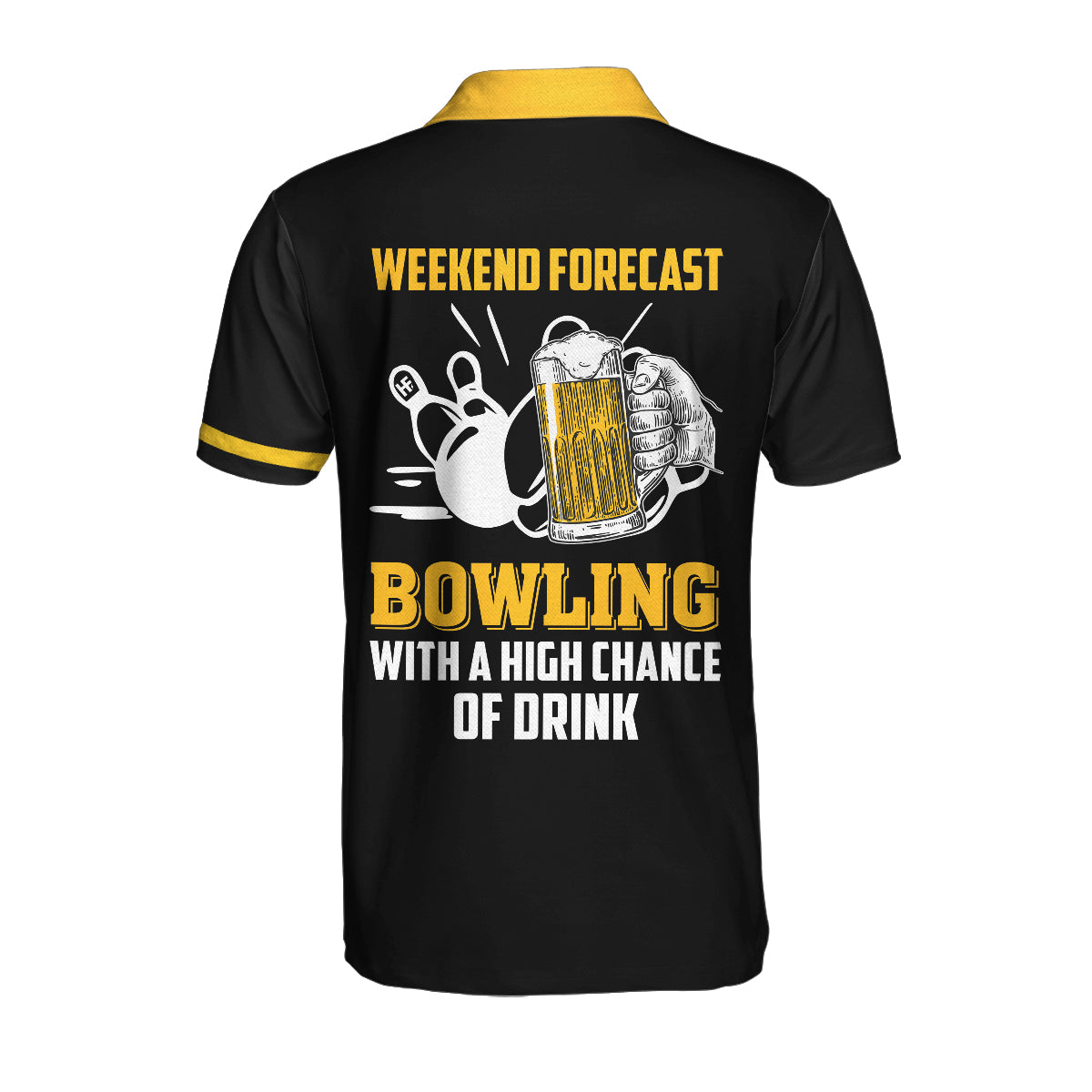 Bowling Men Polo Shirt Custom Name - Weekend Forecast Bowling With A Big Chance of Drinking Personalized Bowling Polo Shirt - Gift For Friend, Family, Bowling Lovers