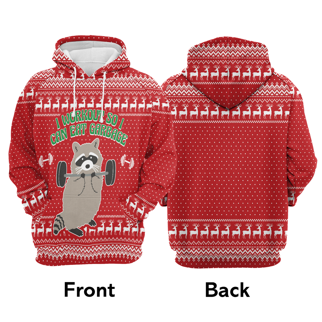 Raccoon Premium Christmas Hoodie, Raccoon I Workout So I Can Eat Garbage Unisex Hoodie For Men & Women - Perfect Gift For Christmas, Raccoon Lover