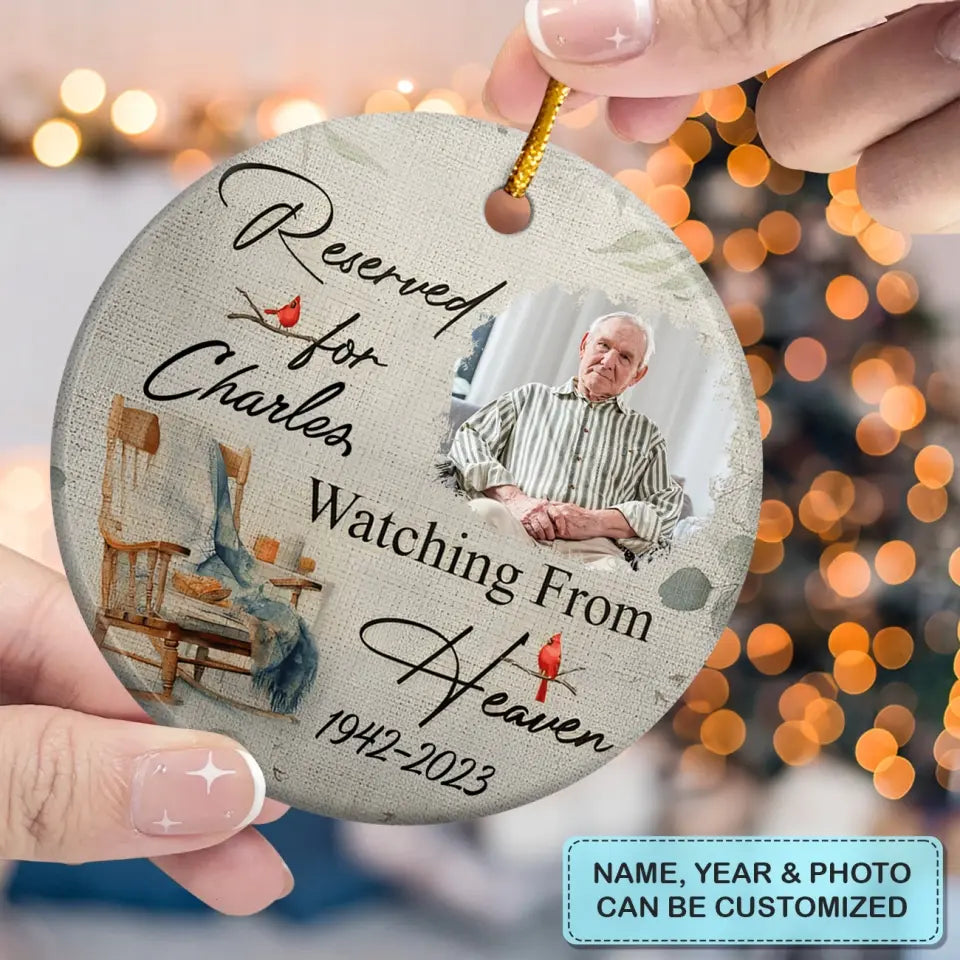Personalized Ceramic Christmas Ornament - Custom Watching From Heaven, Memorial Gift Ceramic Ornament, Perfect Gift For Family Members
