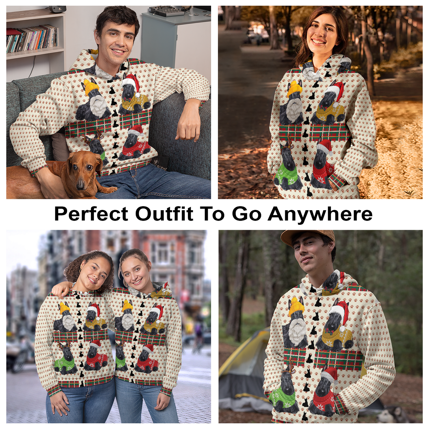 Scottish Terrier Christmas Pullover Premium Hoodie , Perfect Outfit For Men And Women On Christmas New Year Autumn Winter