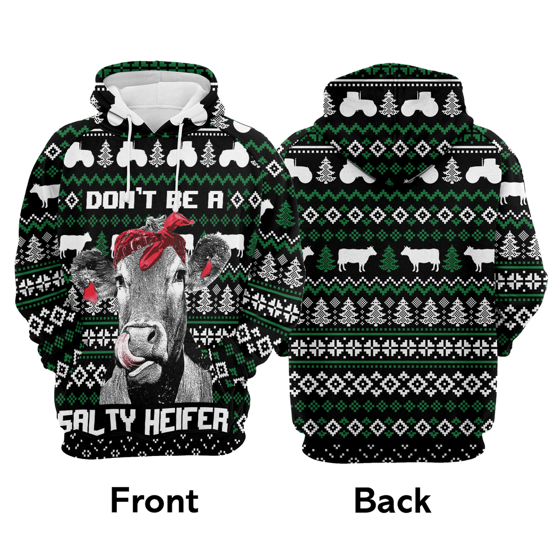 Cow Premium Christmas Hoodie, Don't Be a Salty Helfer Christmas Unisex Hoodie For Men & Women - Perfect Gift For Christmas, Cow Lover