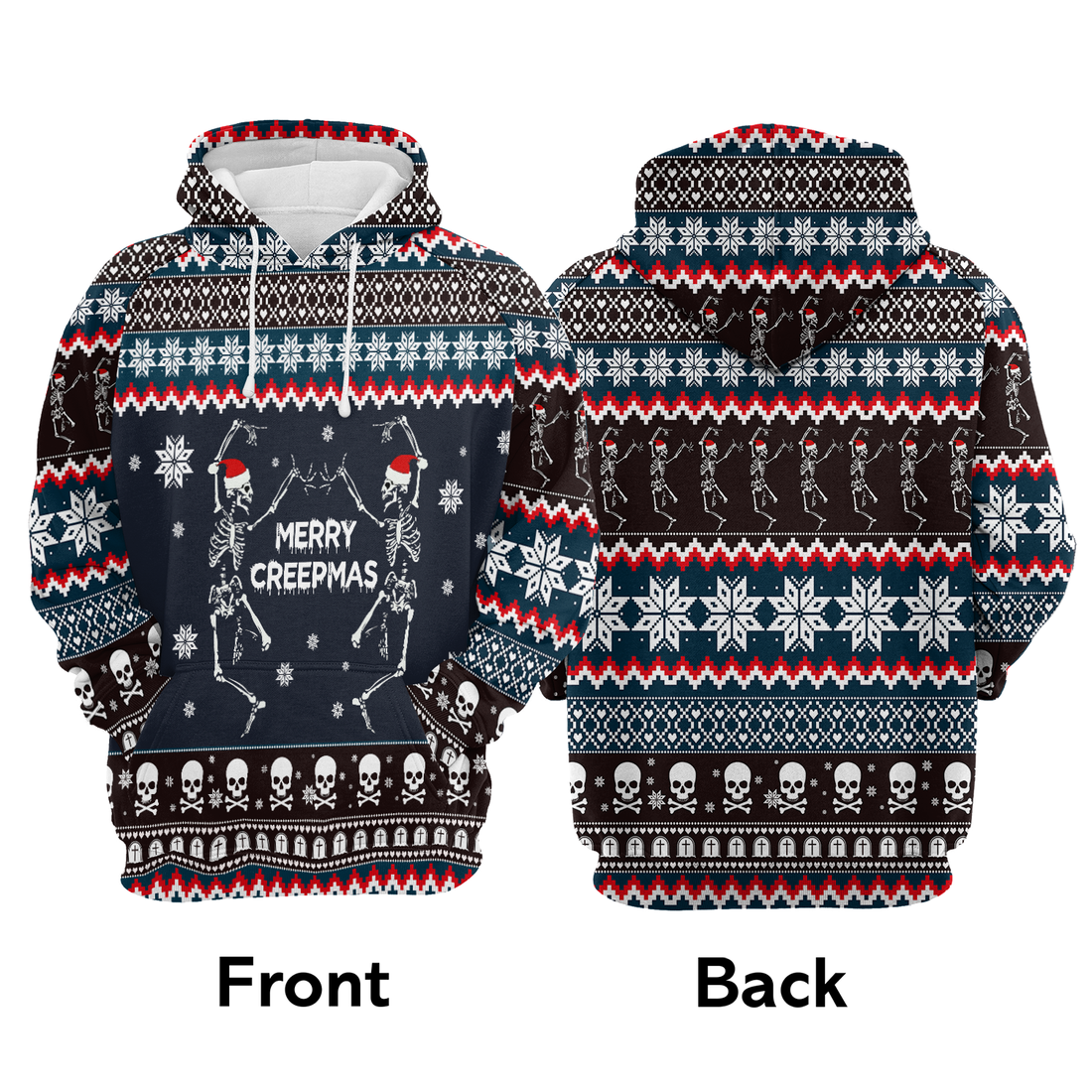 Skeleton Premium Christmas Hoodie, Skeleton Merry Creepmas Unisex Hoodie For Men & Women - Perfect Gift For Christmas, Skeleton Lover