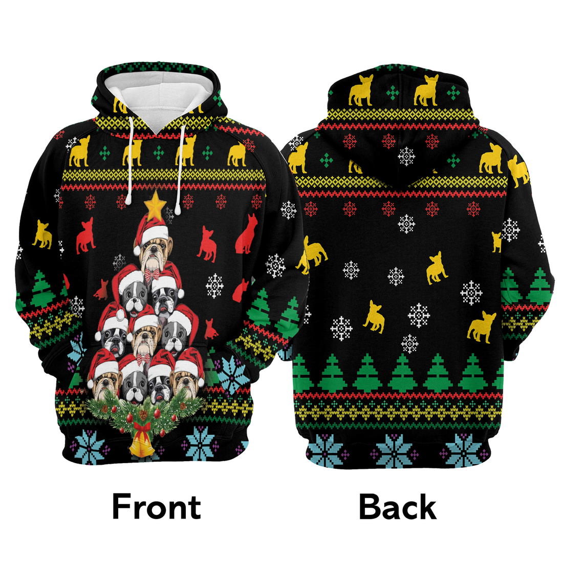 French Bulldog Premium Christmas Hoodie, French Bulldog Christmas Tree Unisex Hoodie For Men & Women - Perfect Gift For Christmas, Dog Lover