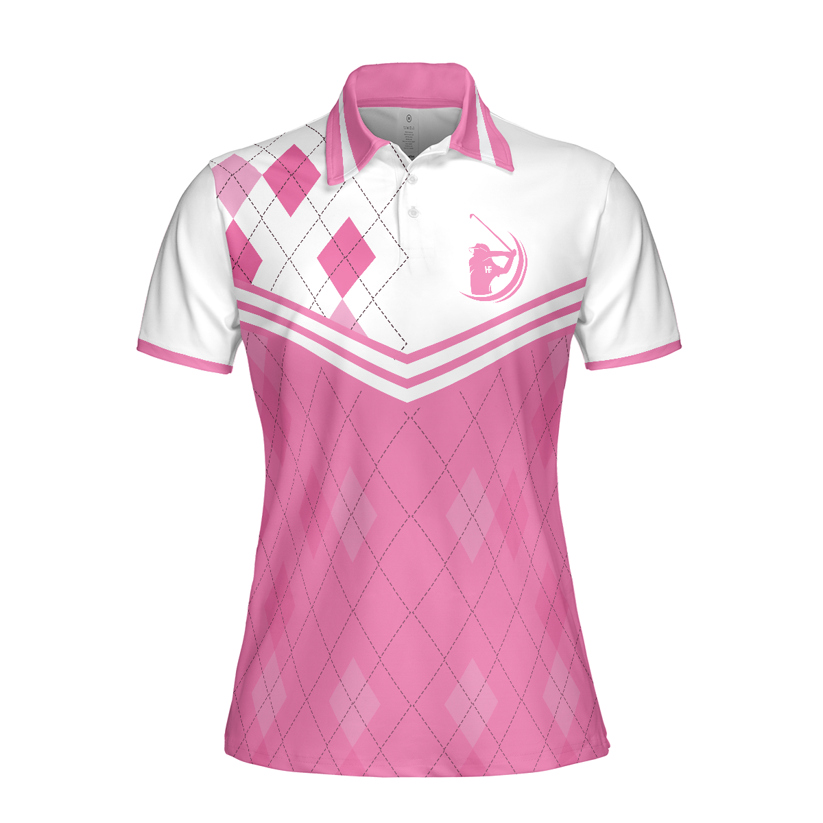Golf Women Polo Shirt, Ass Down Face Up That's The Way I Read My Putts, Pink Argyle Pattern Women Polo Shirts, Gift For Golfers