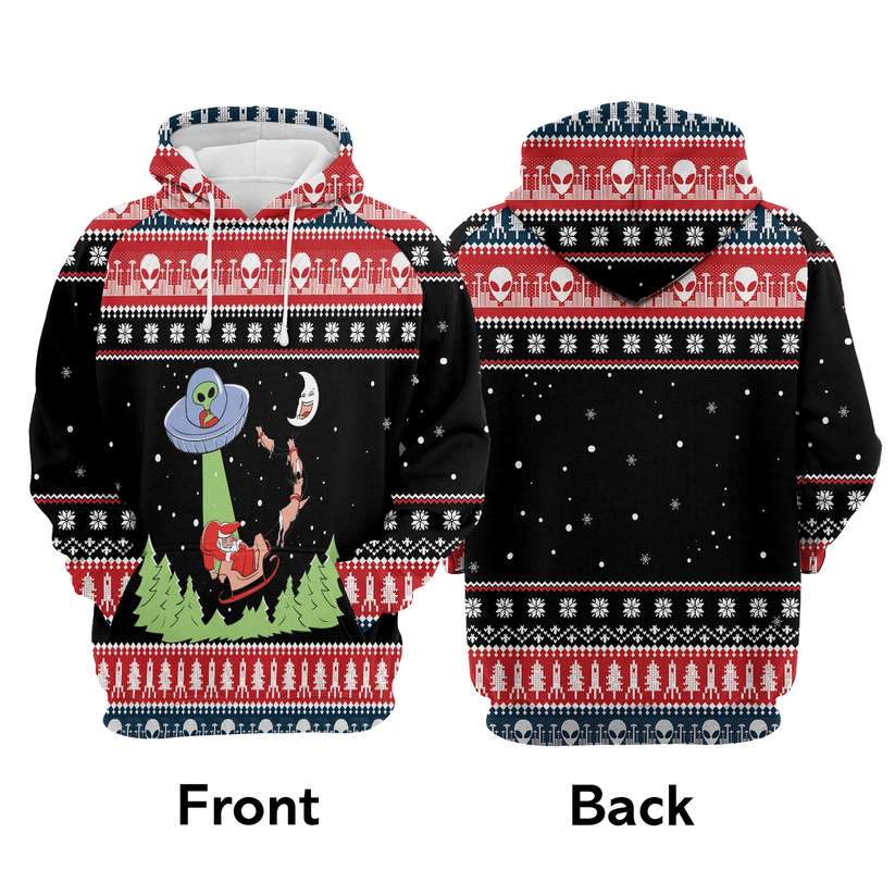 Alien Premium Christmas Hoodie, Alien & Santa Merry Christmas Unisex Hoodie For Men & Women - Perfect Gift For Christmas,Friends, Family