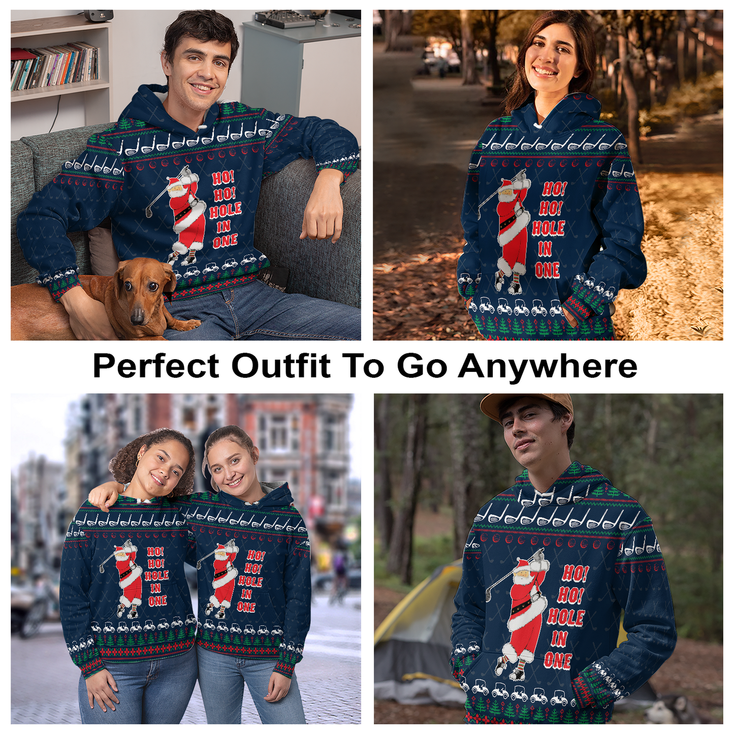 Santa Claus Playing Golf Pullover Premium Purple Hoodie Hohoho Hole In One, Perfect Outfit For Men And Women On Christmas New Year Autumn Winter