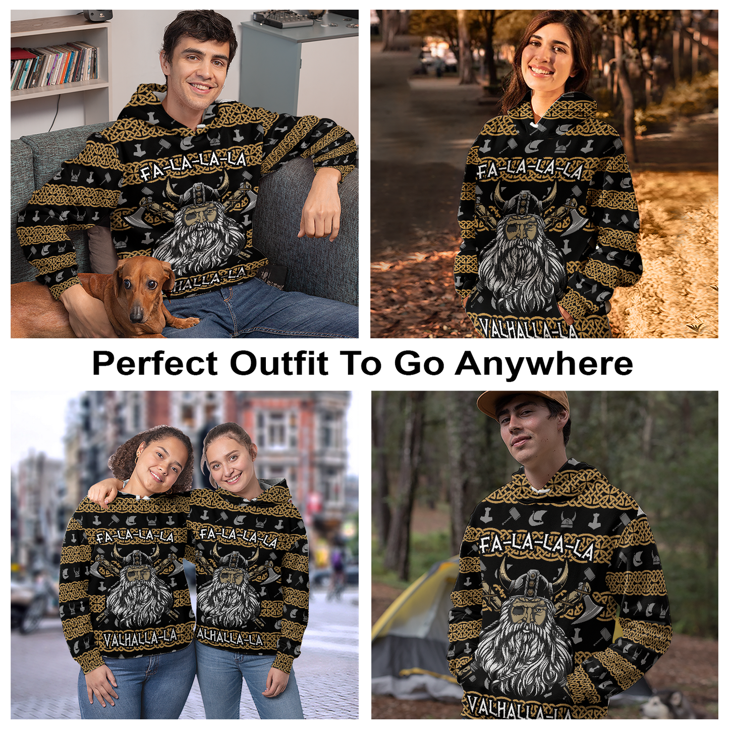 Viking Pullover Premium Hoodie Valhalla Fa La La La, Perfect Outfit For Men And Women On Christmas New Year Autumn Winter