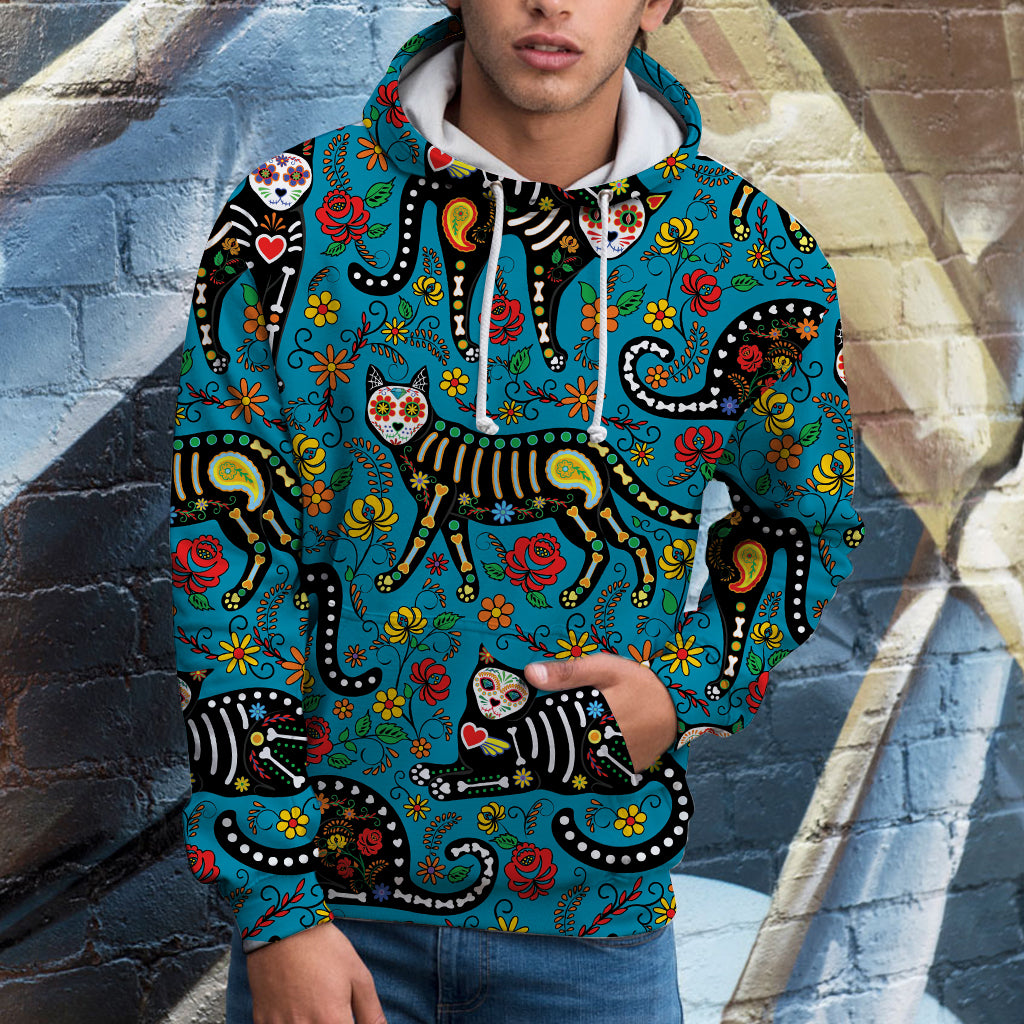 Skull Cat Flower Pullover Premium Hoodie, Perfect Outfit For Men And Women On Christmas New Year Autumn Winter