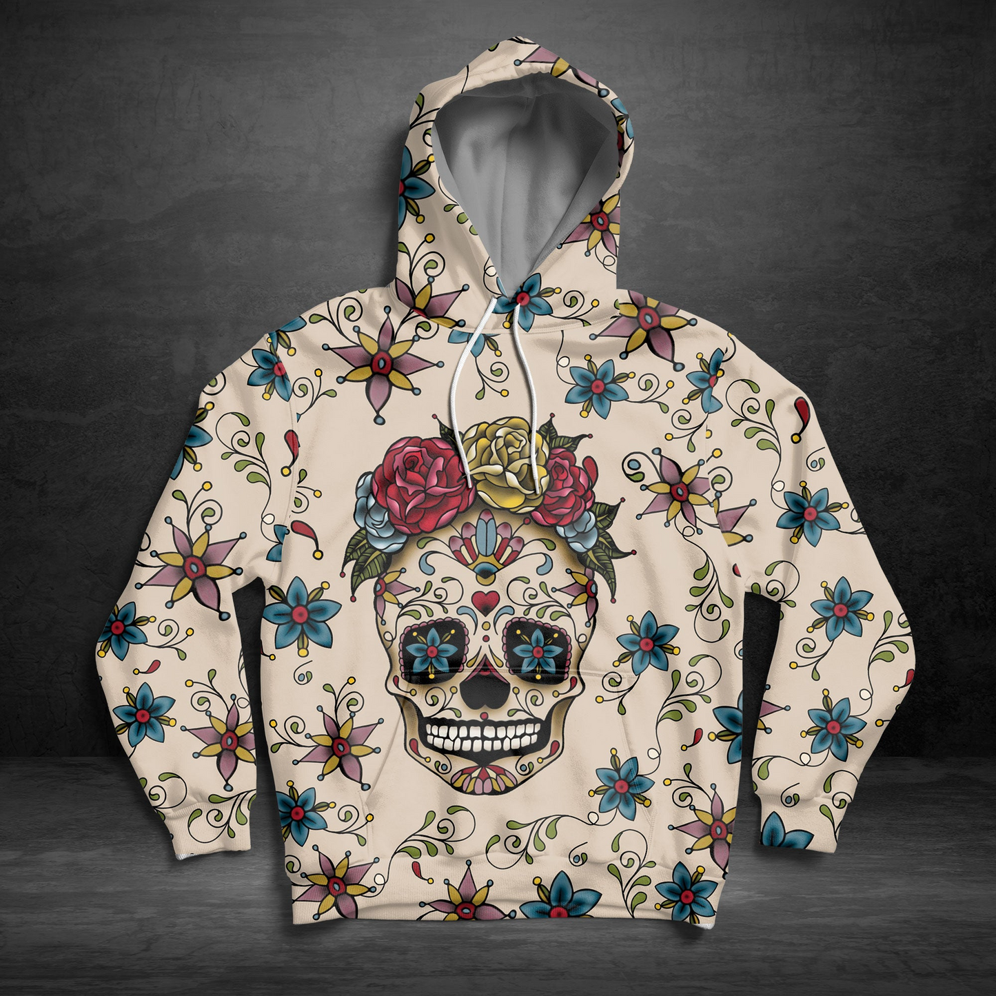 Skull Flower Pullover Premium Hoodie, Perfect Outfit For Men And Women On Christmas New Year Autumn Winter