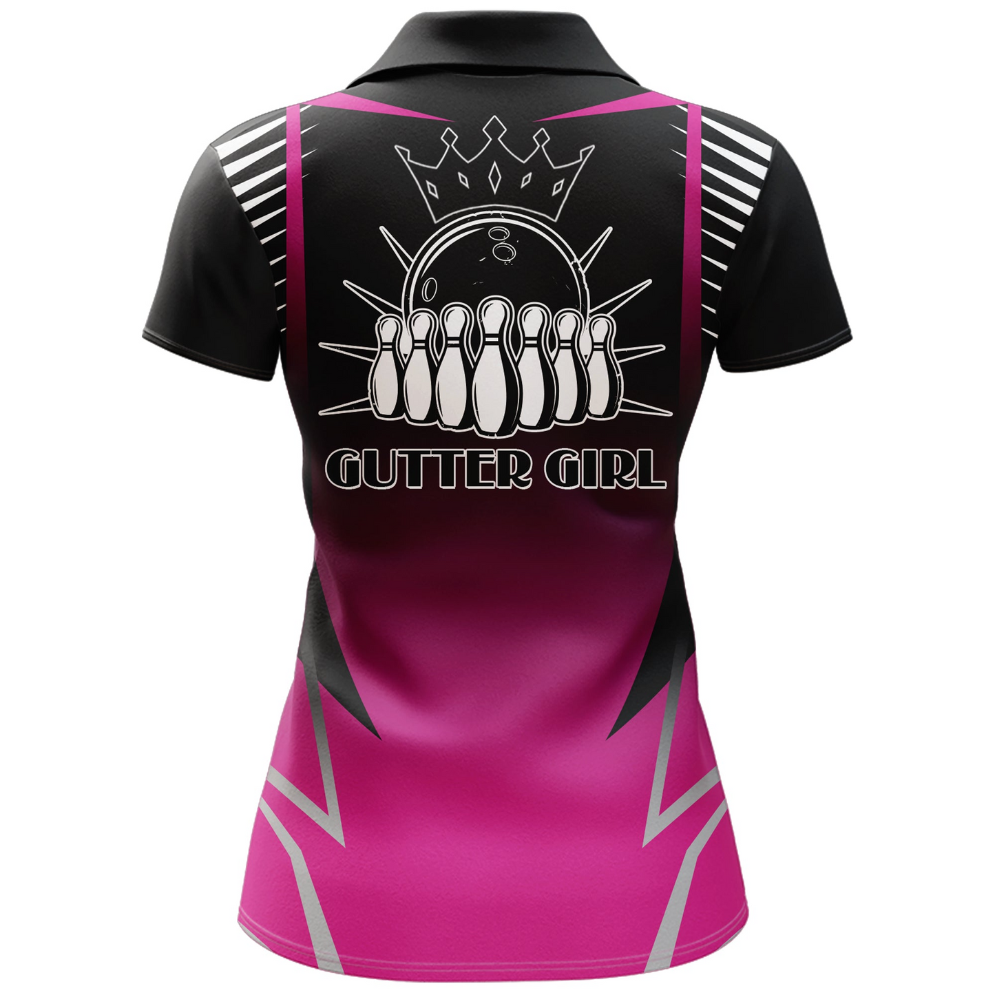 Bowling Custom Women Polo Shirt - Custom Name Polo Shirt, Gutter Girl Pink Bowling Personalized Bowling Polo Shirt - Gift For Friend, Family, Bowling Lovers