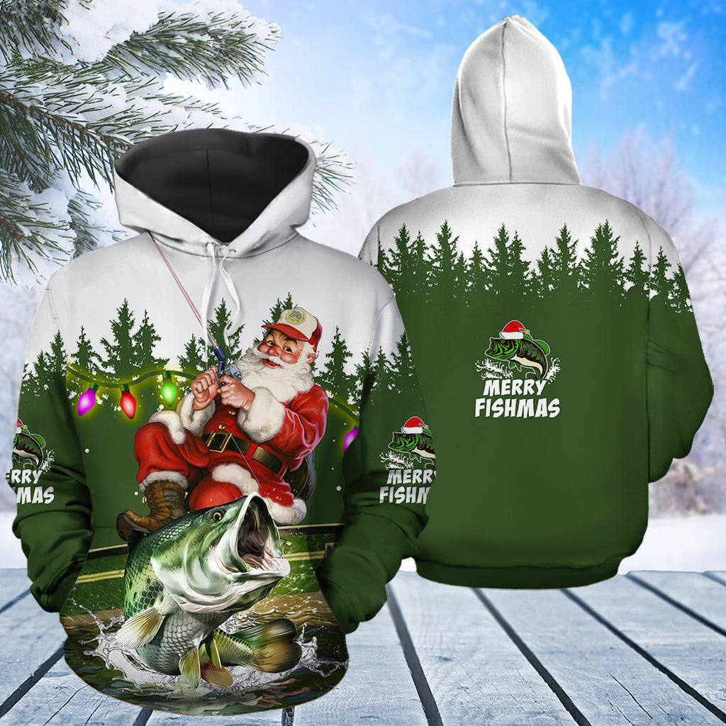 Santa Fishing Pullover Premium Hoodie, Perfect Outfit For Men And Women On Christmas New Year Autumn Winter
