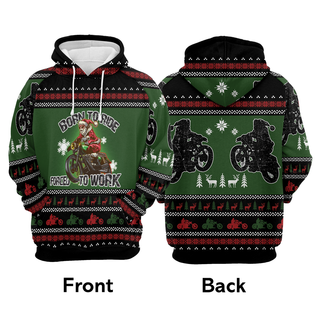 Santa Premium Christmas Hoodie, Born To Ride Forced To Work Unisex Hoodie For Men & Women - Perfect Gift For Christmas, Motorbike Lover