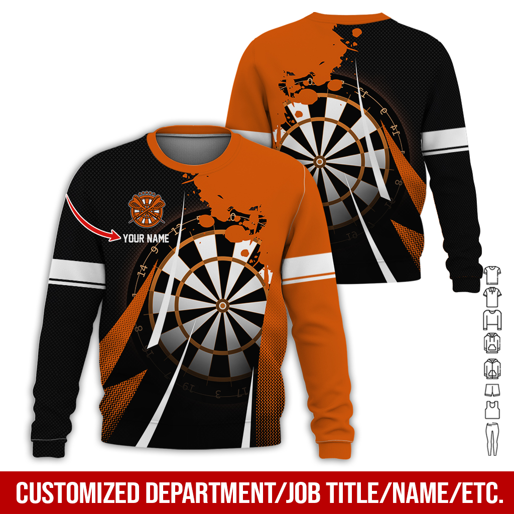 Customized Name Darts Sweatshirt, Ink Spill Pattern Darts Shirts For Men & Women - Gift For Darts Lovers, Friend, Family