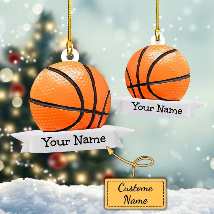 Custom Basketball Acrylic Christmas Ornament, Personalized Basketball Name & Number Acrylic Ornament For Basketball Lover,Christmas,New Year