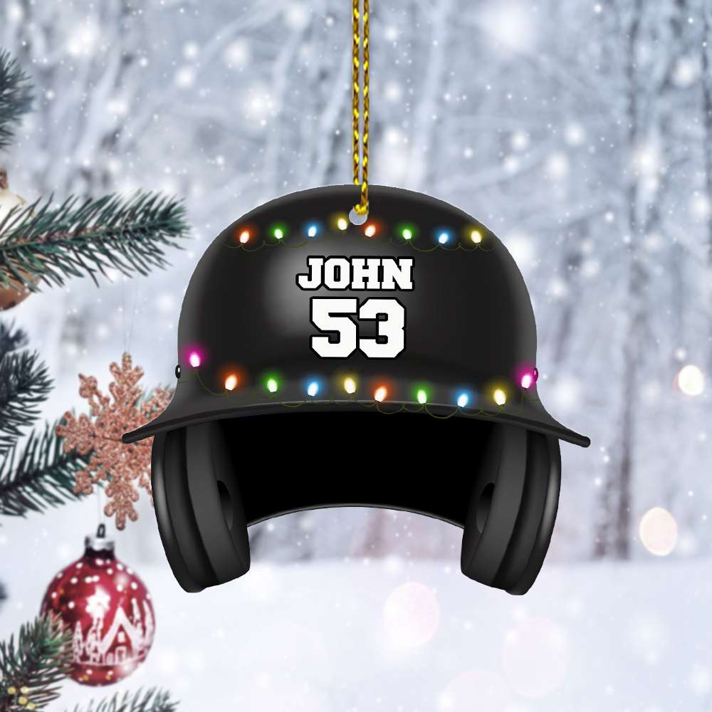 Custom Baseball Acrylic Ornament, Personalized Name & Number Baseball Helmet Acrylic Ornament - Perfect Gift For Baseball Lover, Christmas, New Year