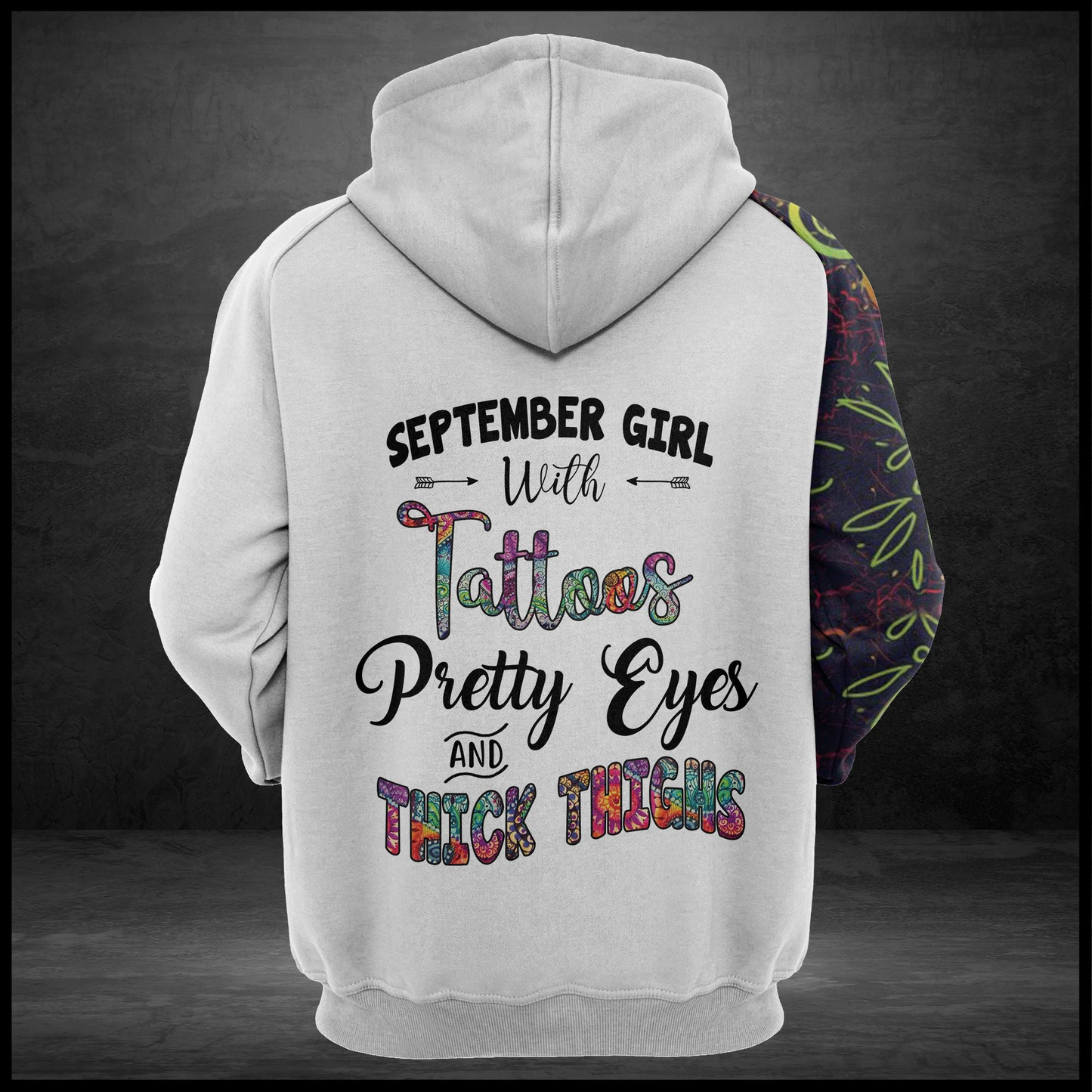 September Girl Skull Pullover Premium Hoodie Tattoos Pretty Eyes, Perfect Outfit For Men And Women On Christmas New Year Autumn Winter