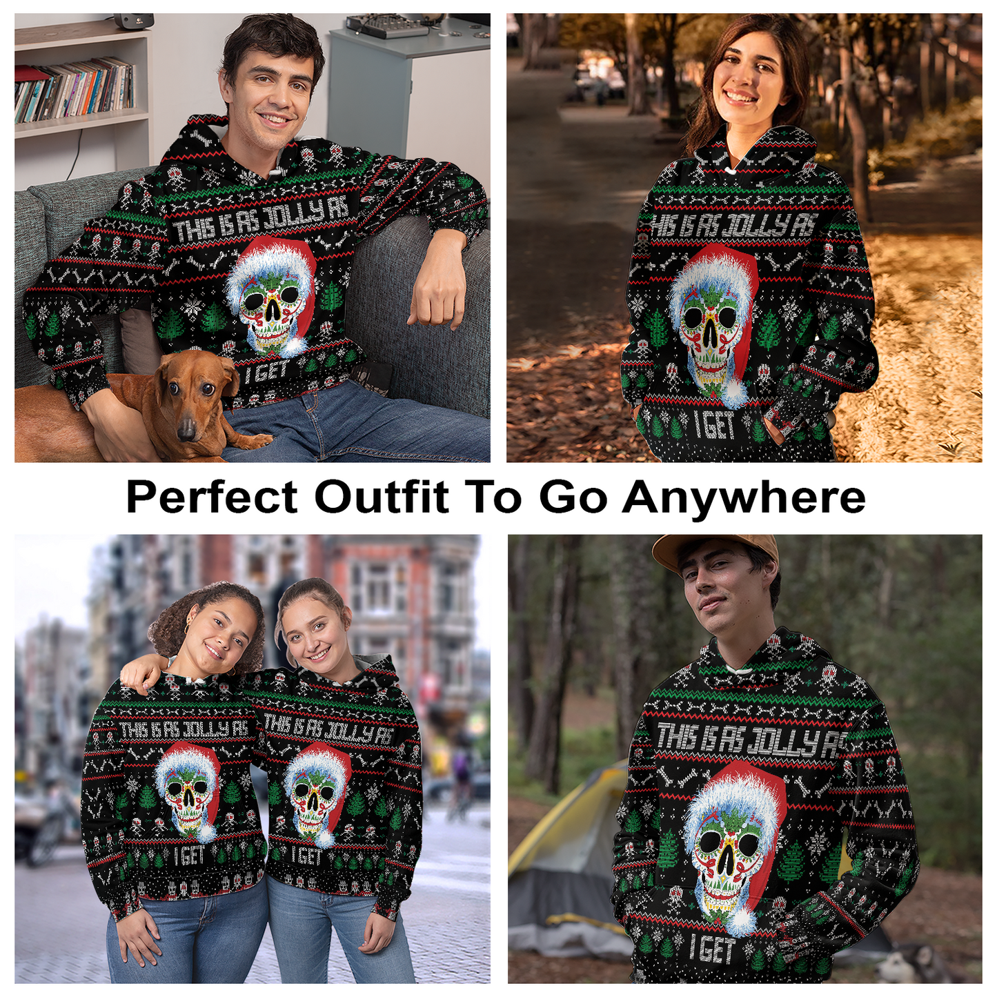 Skull Christmas Pullover Premium Hoodie This Is As Jolly, Perfect Outfit For Men And Women On Christmas New Year Autumn Winter