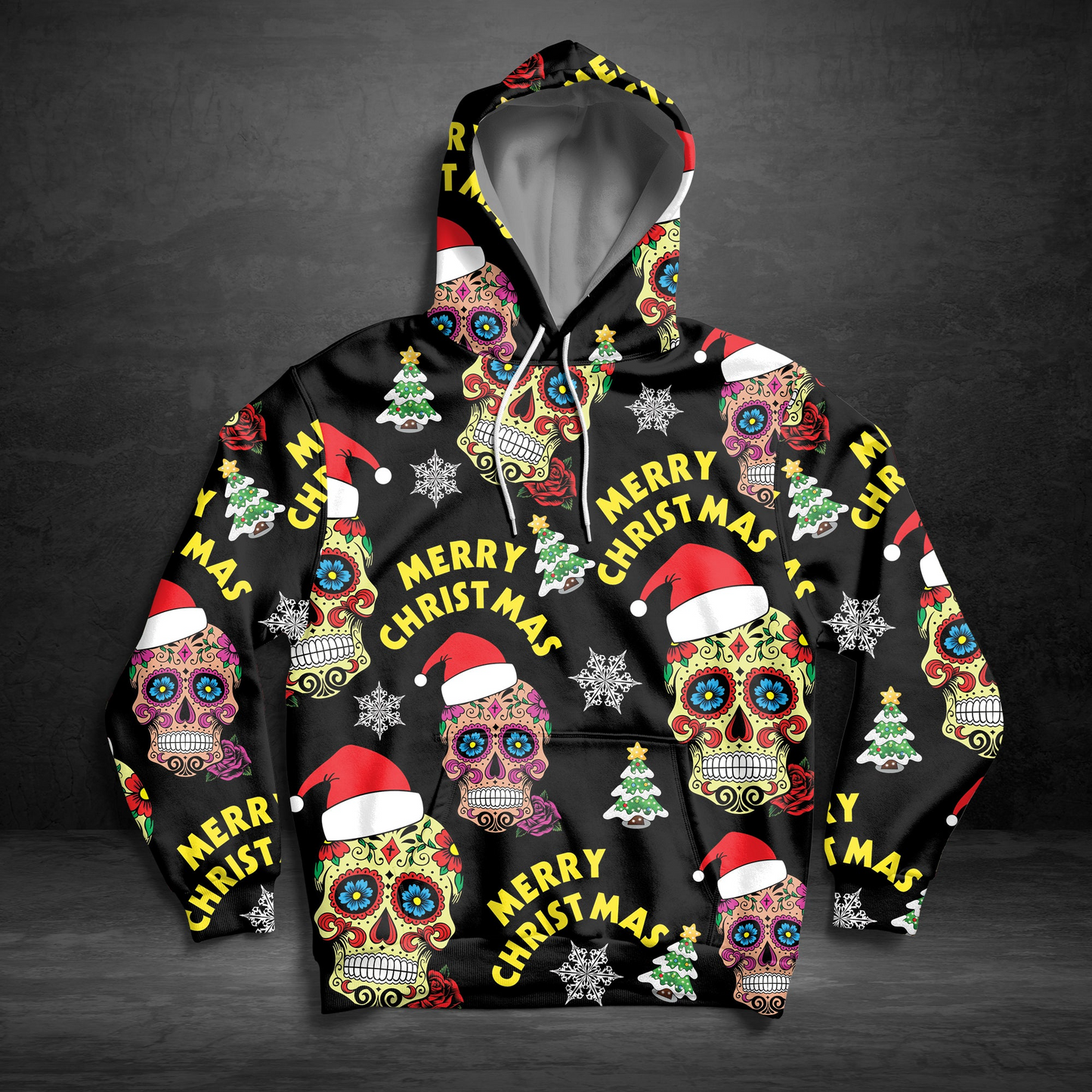 Sugar Skull Pullover Premium Hoodie Merry Christmas, Perfect Outfit For Men And Women On Christmas New Year Autumn Winter