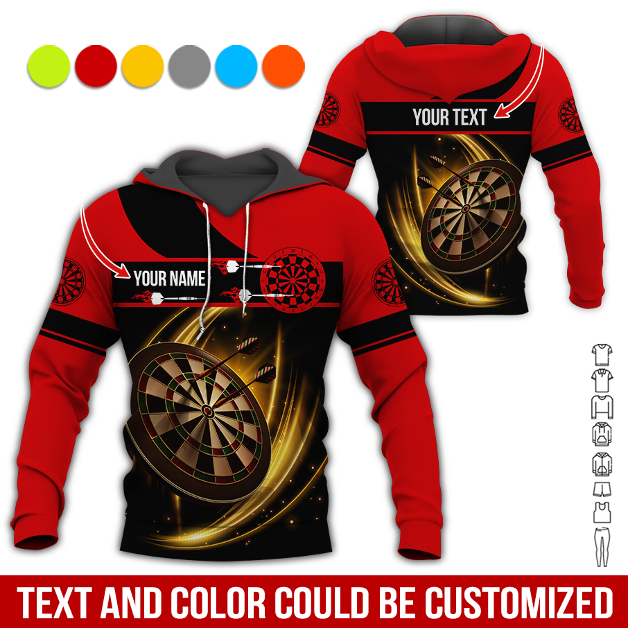 Customized Name & Text Darts Premium Hoodie, Personalized Brown Dartboards Hoodie For Men & Woman, Perfect Gift For Darts Lovers, Darts Player