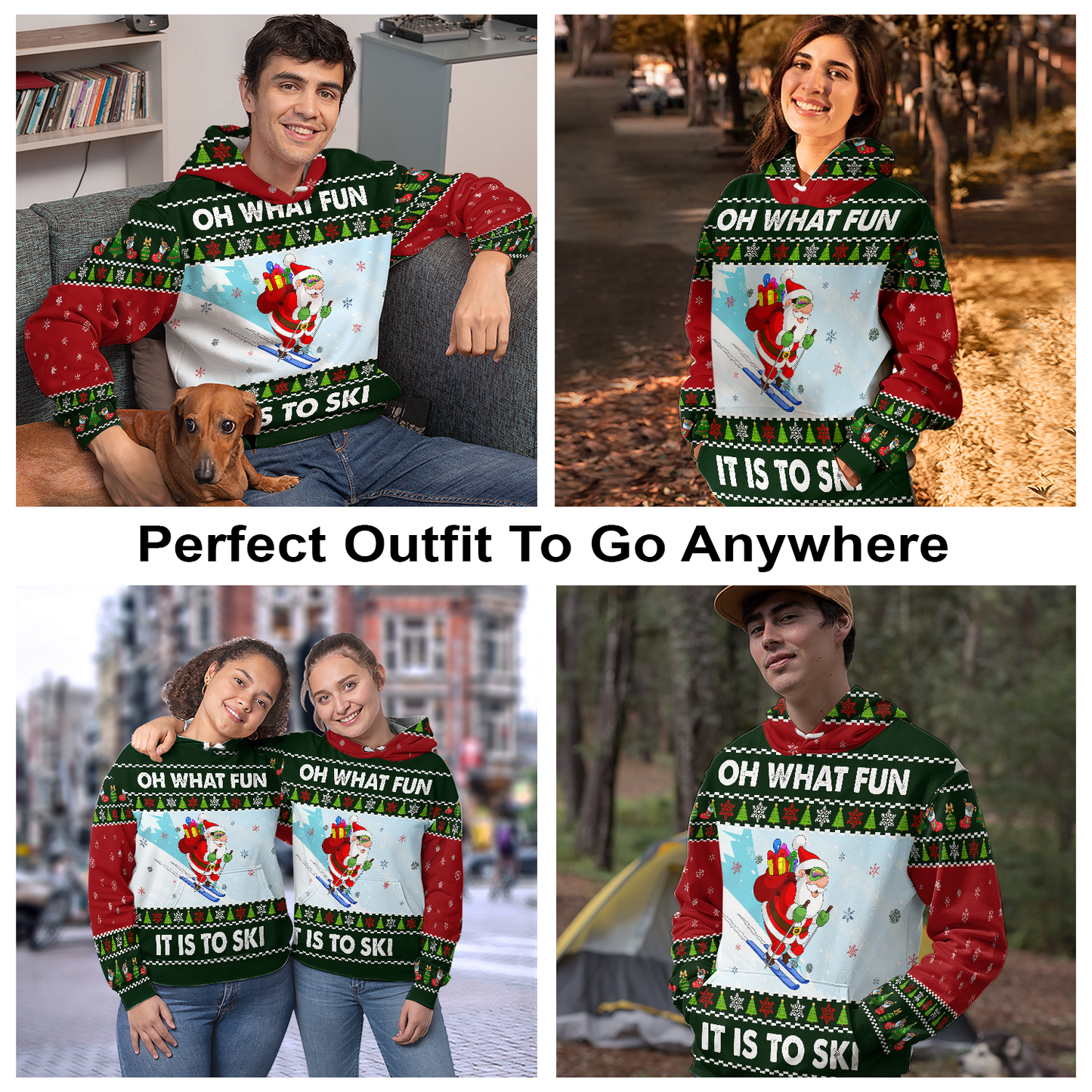 Skiing Pullover Premium Hoodie Skiing Oh What Fun, Perfect Outfit For Men And Women On Christmas New Year Autumn Winter