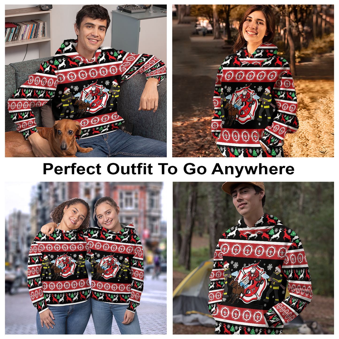 Santa Claus Firefighter Pullover Premium Hoodie , Perfect Outfit For Men And Women On Christmas New Year Autumn Winter