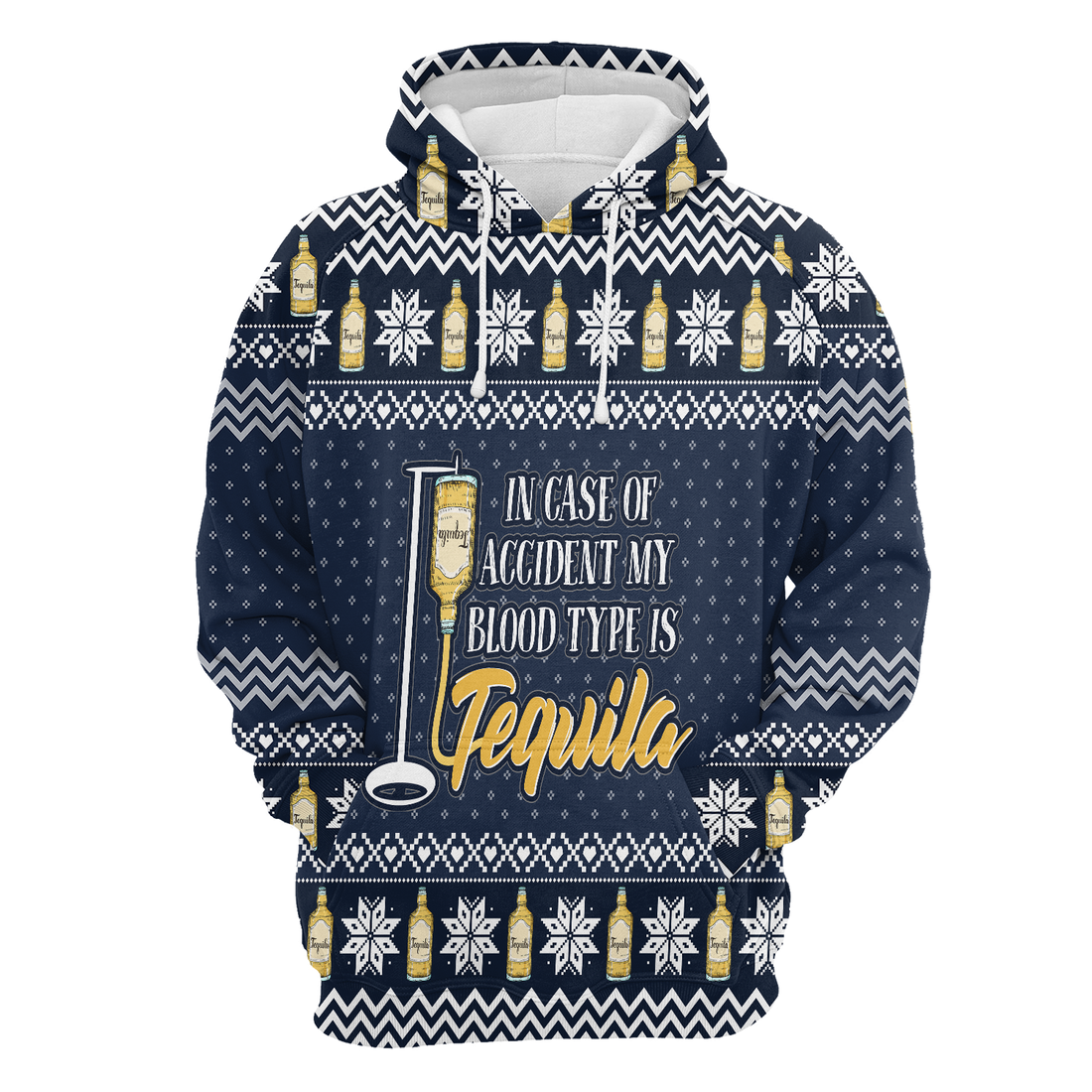 Tequila Premium Christmas Hoodie, My Blood Type Is Tequila Christmas Unisex Hoodie For Men & Women - Perfect Gift For Christmas, Tequila Lover
