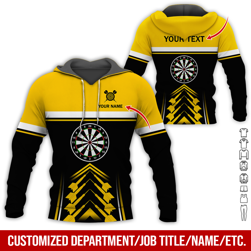 Customized Name & Your Text Darts Premium Hoodie, Darts Pattern & White Stripes Hoodie For Men & Women, Perfect Gift For Darts Lovers, Friend, Family