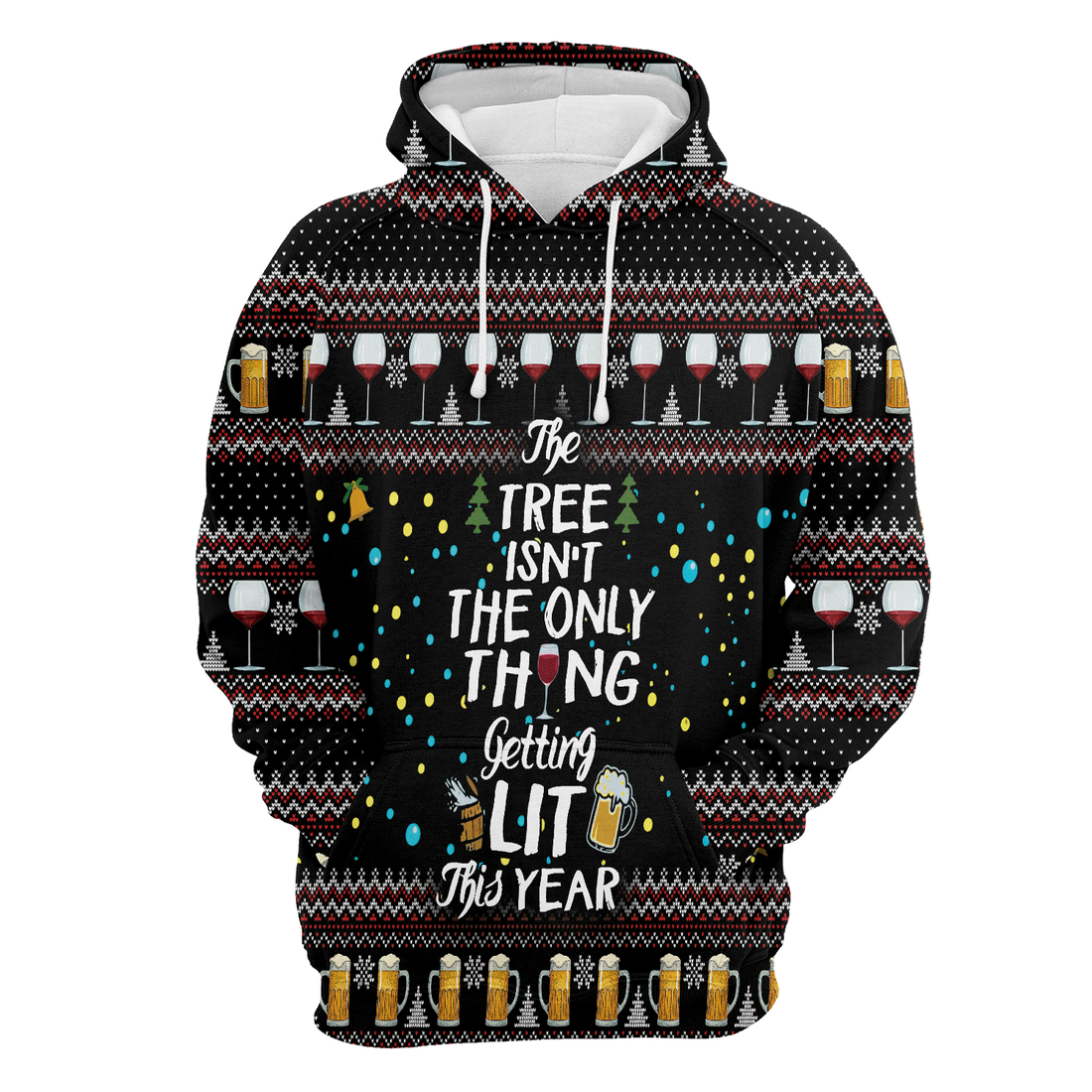 Beer & Wine Premium Christmas Hoodie, The Tree Isn't The Only Thing Getting Lit Unisex Hoodie For Men & Women - Perfect Gift For Christmas, Family