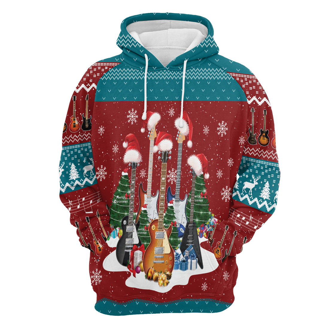 Guitar Premium Christmas Hoodie, Guitar Christmas Unisex Hoodie For Men & Women - Perfect Gift For Christmas, Guitar Lover, Family