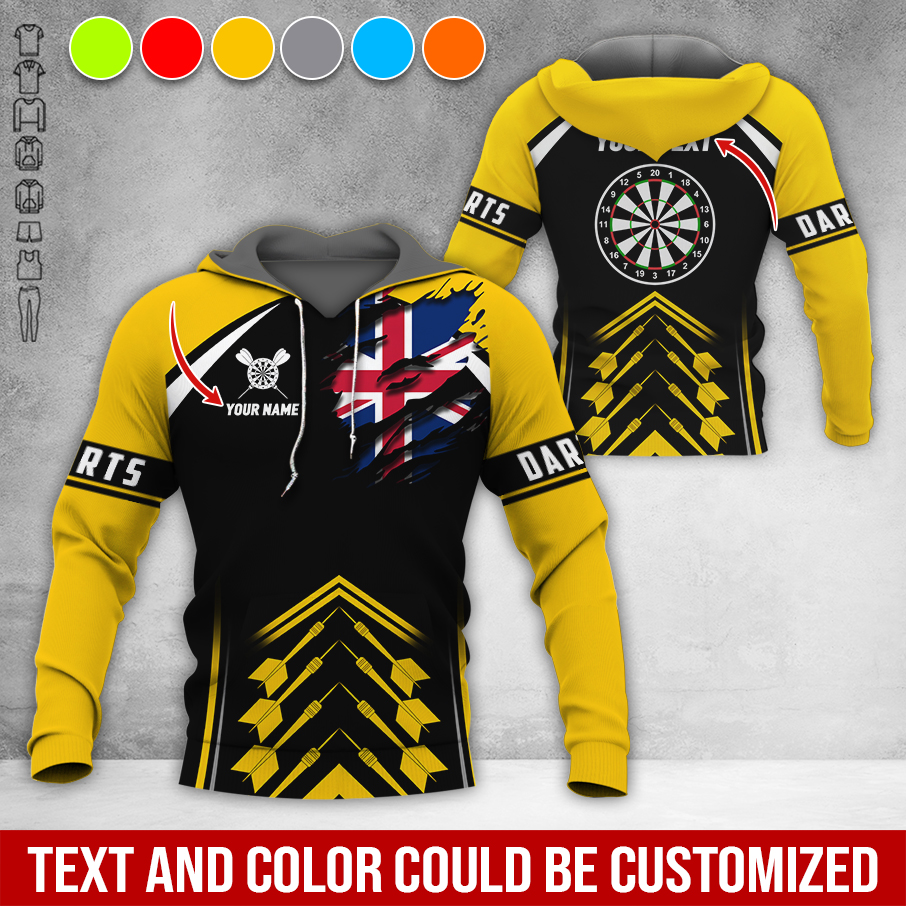 Customized Name & Text Darts Premium Hoodie, Personalized National flag Darts Hoodie, Perfect Gift For Darts Lovers, Darts Player
