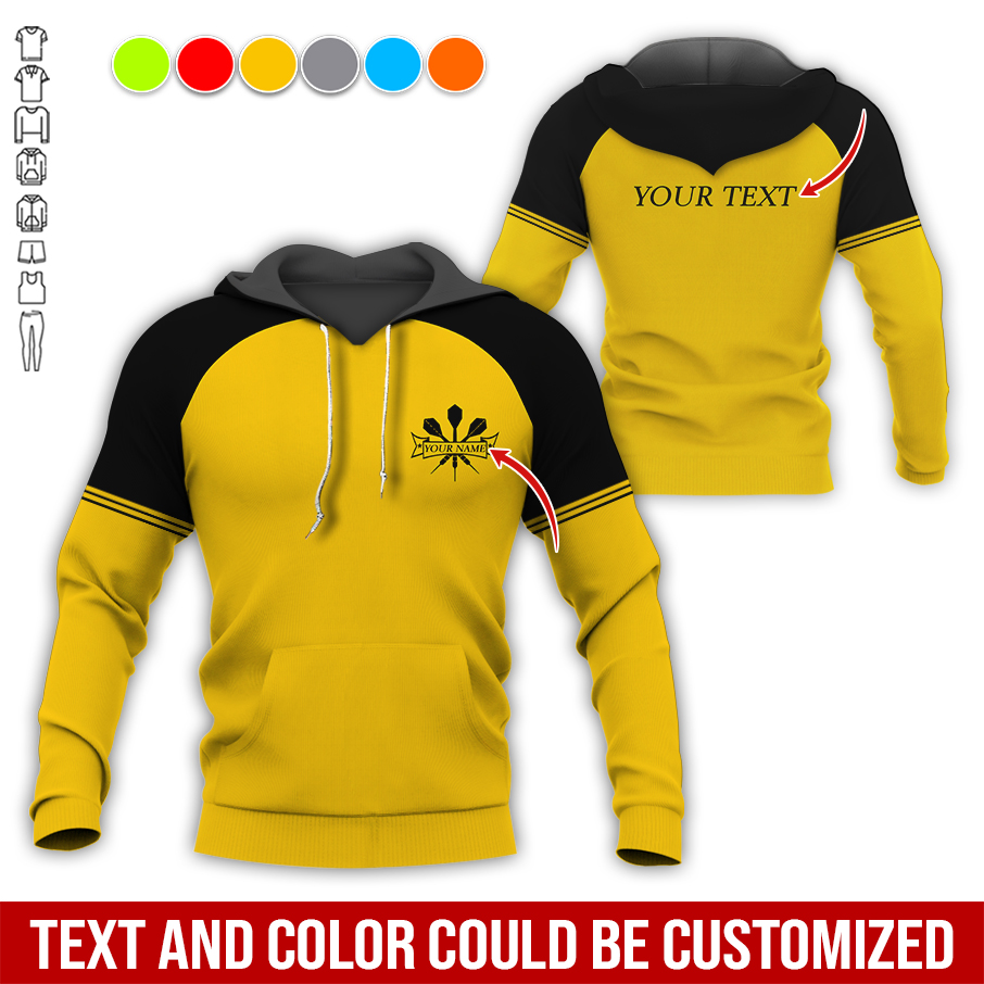 Customized Name & Text Darts Premium Hoodie, Happy With Darts Hoodie, Perfect Gift For Darts Lovers, Darts Player