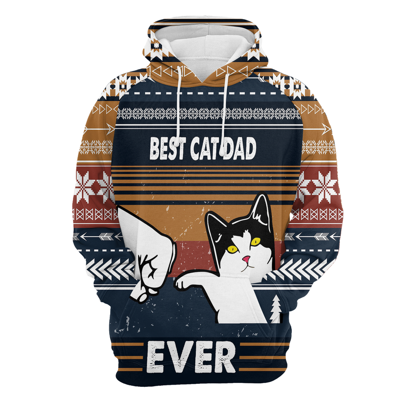 Cat Xmas Premium Christmas Hoodie, Best Cat Dad Ever Unisex Hoodie For Men & Women - Perfect Gift For Christmas, Cat Lovers