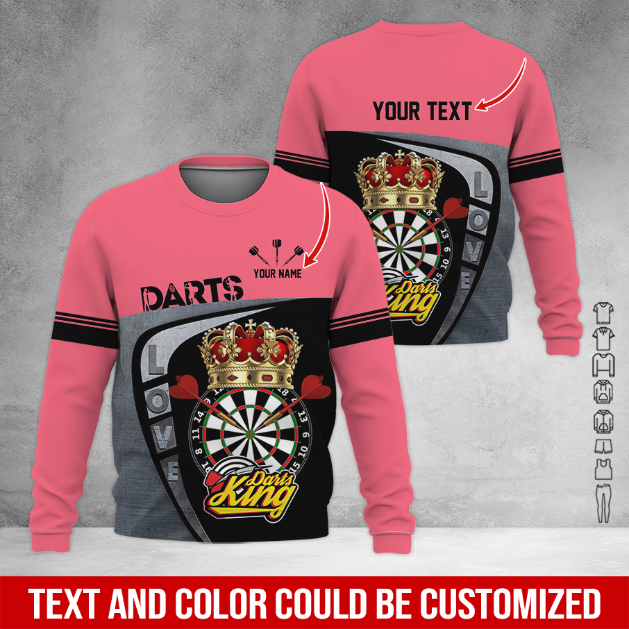 Customized Darts Sweatshirt, Personalized Name & Text Darts Sweatshirt, Darts King Sweatshirt, Perfect Gift For Darts Lovers, Friend, Family