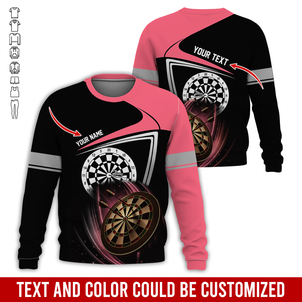 Customized Darts Sweatshirt, Personalized Name & Text Sweatshirt, Darts Pattern Sweatshirt, Perfect Gift For Darts Lovers, Darts Player