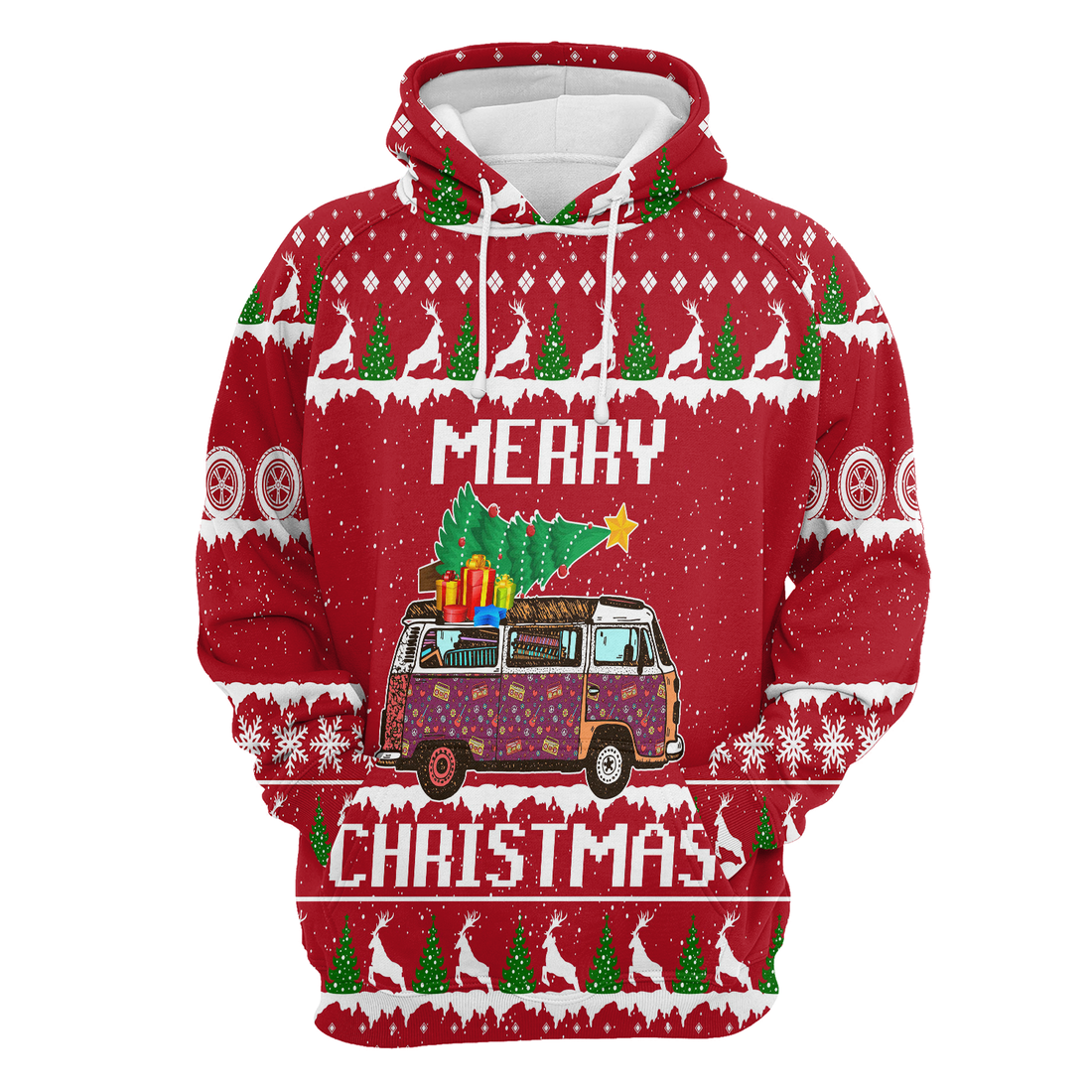Hippie Style Xmas Premium Christmas Hoodie, Hippie Car Merry Christmas Unisex Hoodie For Men & Women - Perfect Gift For Christmas, Hippie Style Lovers