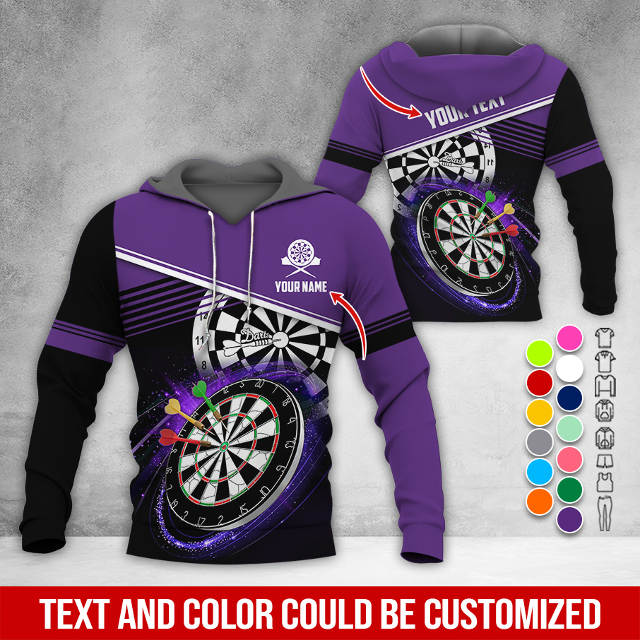 Customized Name & Text Darts Premium Hoodie, Modern Textures Pattern Darts Hoodie, Perfect Gift For Darts Lovers, Darts Player