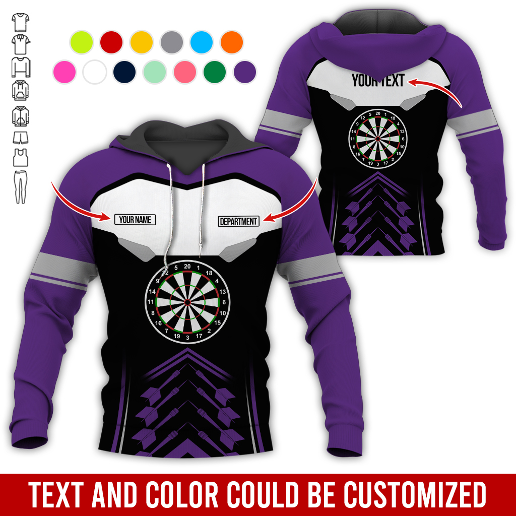 Customized Name, Text & Department Darts Premium Hoodie, Black & White Pattern Darts Hoodie, Perfect Gift For Darts Lovers, Darts Player