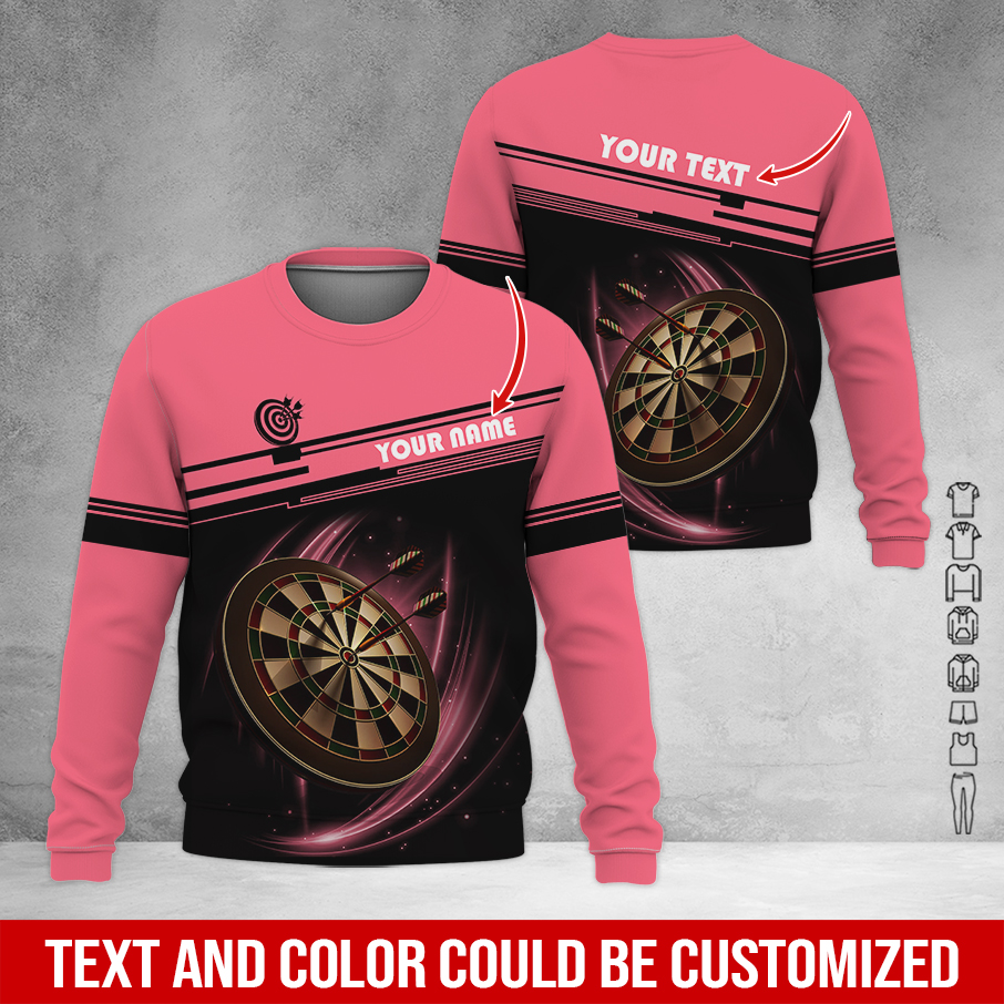 Customized Darts Sweatshirt, Personalized Name & Text Darts Sweatshirt, Darts Pattern Sweatshirt, Perfect Gift For Darts Lovers, Friend, Family