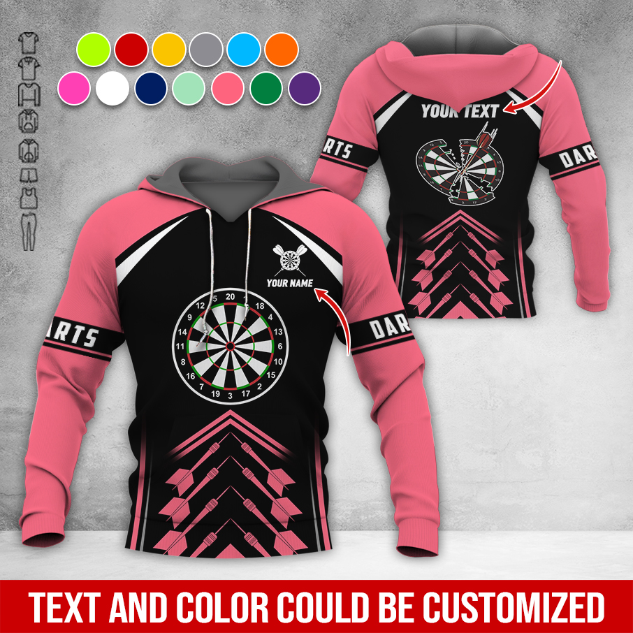 Personalized Name & Text Darts Premium Hoodie, Broken Darts Pattern Hoodie, Perfect Gift For Darts Lovers, Friend, Family