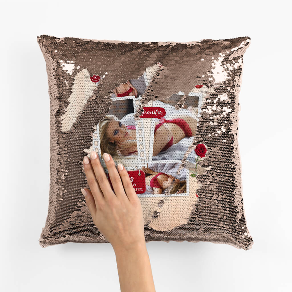 Personalized Couple Throw Pillow - Favourite Photo Album Sequin Pillow - Best Valentine Gift For Couple