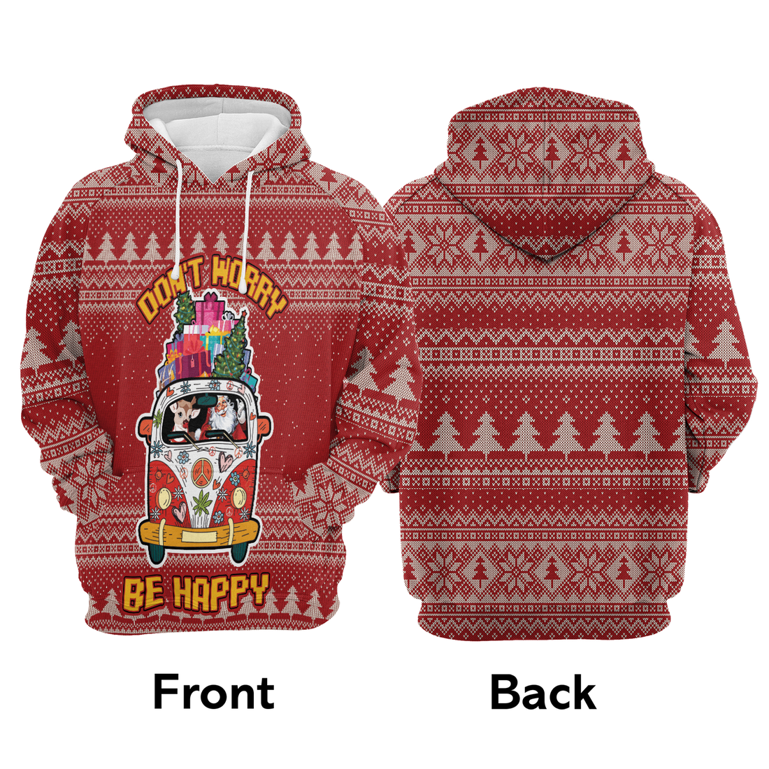 Hippie Style Premium Christmas Hoodie, Don't Worry Be Happy Unisex Hoodie For Men & Women - Perfect Gift For Christmas, Friends, Family