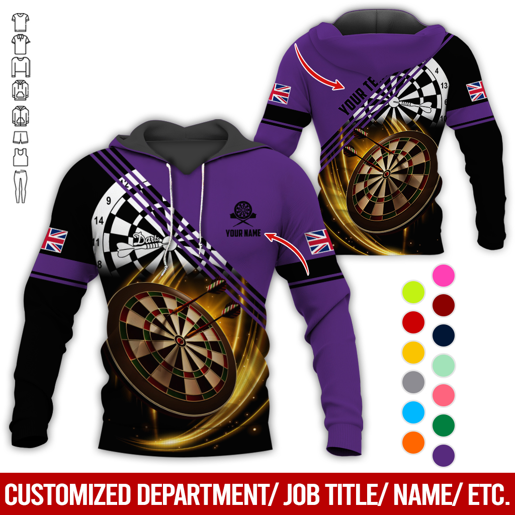 Customized Flag Darts Premium Hoodie, Personalized National Flag & Darts Pattern Hoodie For Men & Women, Perfect Gift For Darts Lovers, Friend, Family